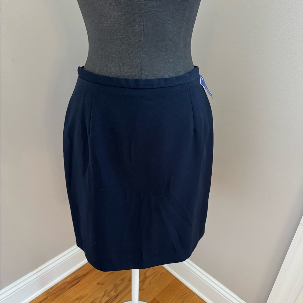🆕Michele navy Polyester Lined Mini Pencil Skirt Y2K NWT size 8 secretary style - Picture 4 of 10
